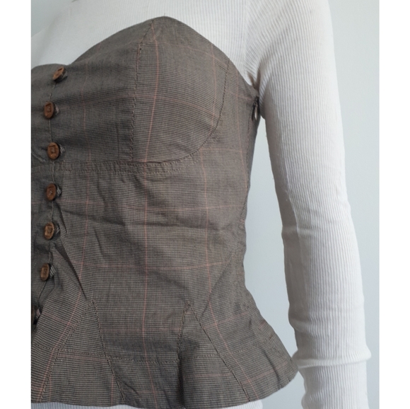 Plaid Peplum Bustier Top - Picture 5 of 16